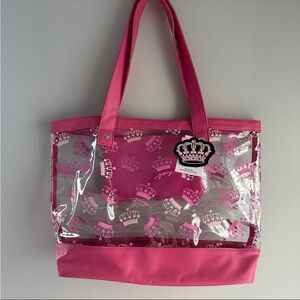 Juicy Couture XL Pink Crown Beach Tote with Bathing Suit Bag